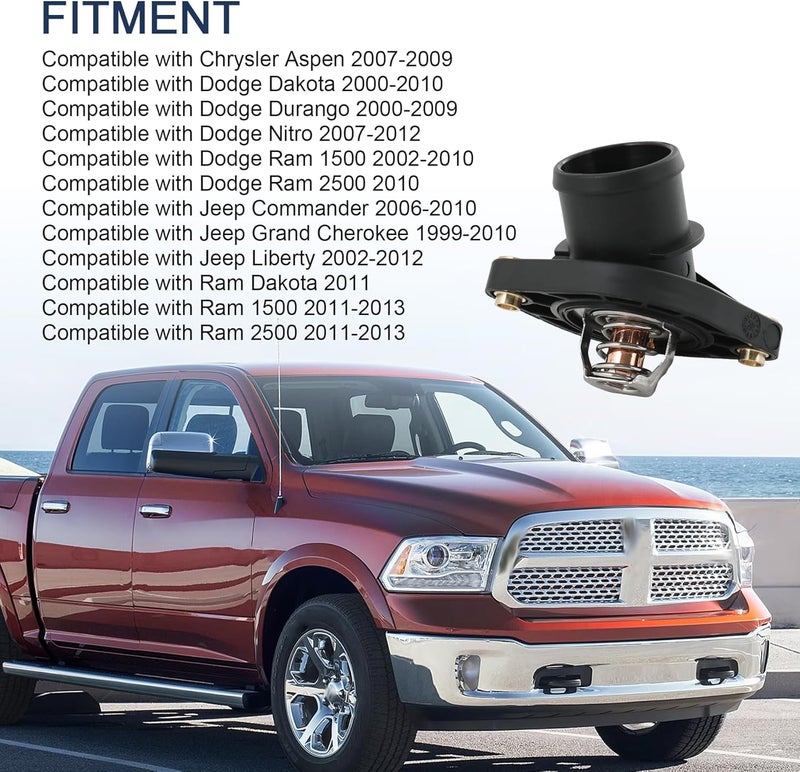LDMINDA 902-312 53020887AD Engine Coolant Thermostat Housing Assembly Compatible with Chrysler Aspen 07-09, For Dodge Dakota Durango Nitro Ram 1500 Ram 2500 Dakota For Jeep Commander Grand Cherokee Liberty - Image 3